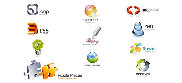Glossy 3D Logo Design Template Set